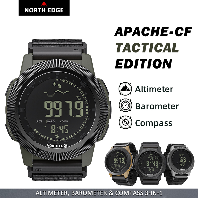 Altimeter Compass Watch - นาฬิกาดิจิตอลสำหรับผู้ชาย NORTH EDGE APACHE-CF นาฬิกากีฬากลางแจ้ง วิ่ง