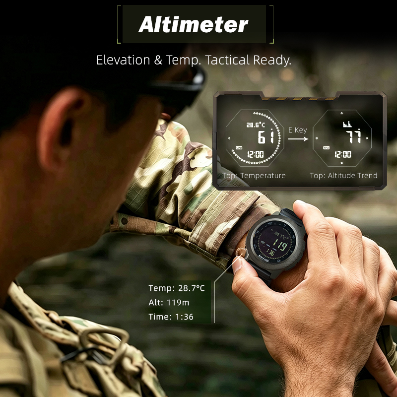 นาฬิกาดิจิตอลสำหรับผู้ชาย NORT - Altimeter Compass Watch บทวิจารณ์และราคา